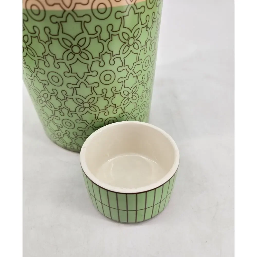 Piling Palang Tea Caddy Green Flora Modern Ceramic Minimalist Japandi Canister